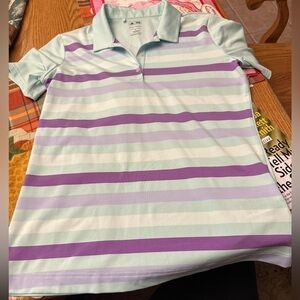 ADIDAS GOLF women's Pure Motion Striped Polo Shirt, size medium